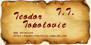 Teodor Topolović vizit kartica